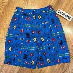 NEW Vintage 80s On the Verge high waisted‎ pleated western print shorts sz 6